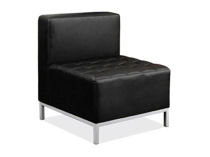 Black Faux Leather Armless Chair