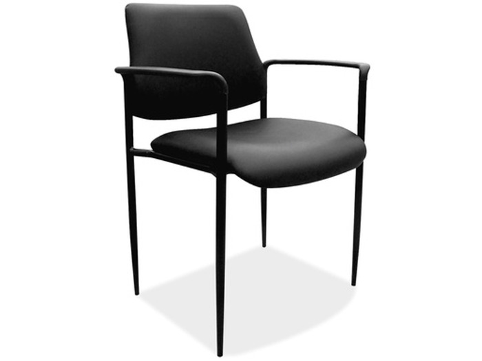 Black Vinyl Guest Stack Chair with Arms