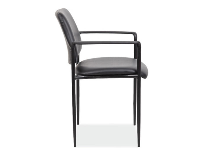 Black Vinyl Guest Stack Chair with Arms