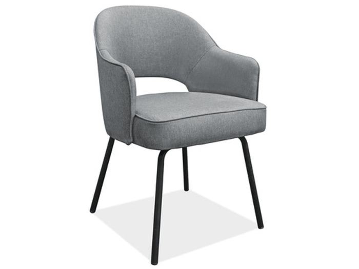 Gray Linen Modern Guest Chair w/Black Legs-1