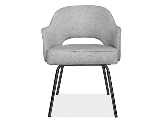 Gray Linen Modern Guest Chair w/Black Legs