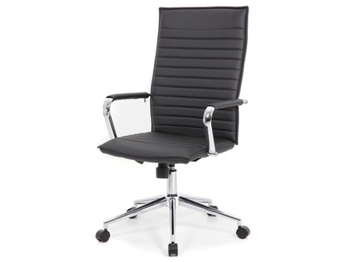Black Ribbed High Back Task Chair w/Arms-7